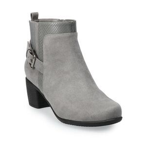 croft & barrow Gray Suede Ankle Boot with Buckle Accent